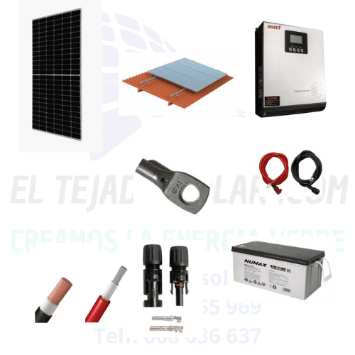 Kit solar aislada inversor MPPT 1000 W 230 V ⚡ paneles 600 W ☀️ baterías agm 250 Ah 🔋