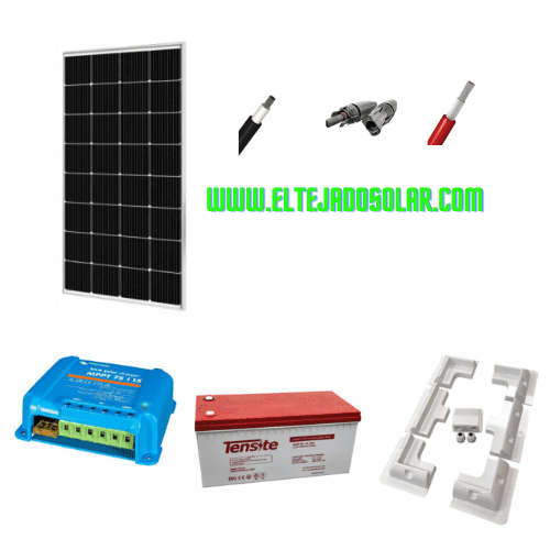 Kit solar camper 12 V 150 Wp con regulador MPPT Victron 10 A y batería AGM 150 Ah