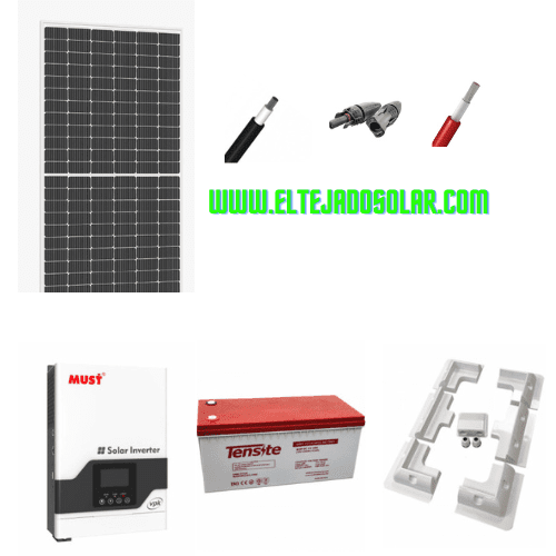 KIT SOLAR CAMPER 505 W ☀️ AGM 🔋 250 Ah INVERSOR 1000 W ⚡ 230 V CABLES 50 mm