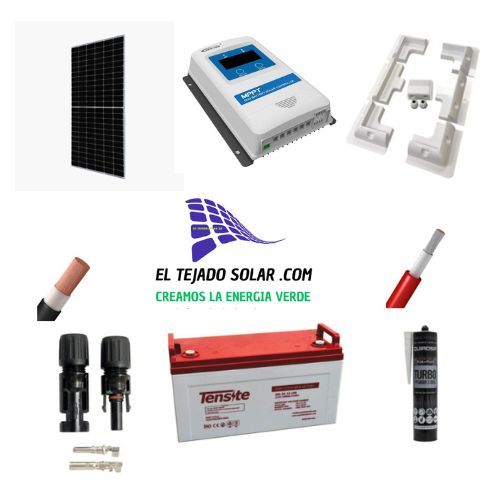 Kit solar camper 24 V 490 Wp con regulador MPPT 20 A y batería AGM 150 Ah