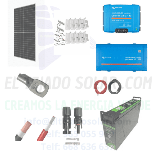 Kit solar camper inversor Victron MPPT 1200 W ⚡ regulador Victron 100 V 30A ⚡ panel 435 W ☀️ batería litio 200 Ah 12 V 🔋 Kit solar camper inversor Victron MPPT 1200 W ⚡ regulador Victron 100 V 30A ⚡ panel 435 W ☀️ batería litio 200 Ah 12 V 🔋