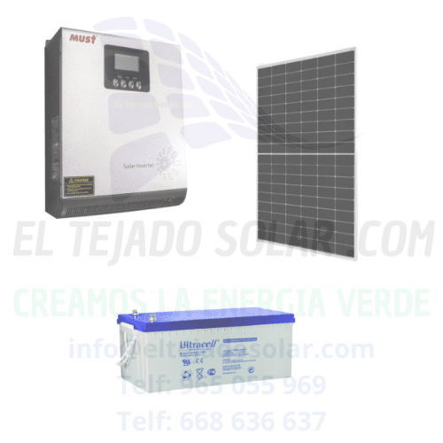 Kit solar camper 12 V 620 Wp con inversor Must 1 kW y batería AGM 250 Ah