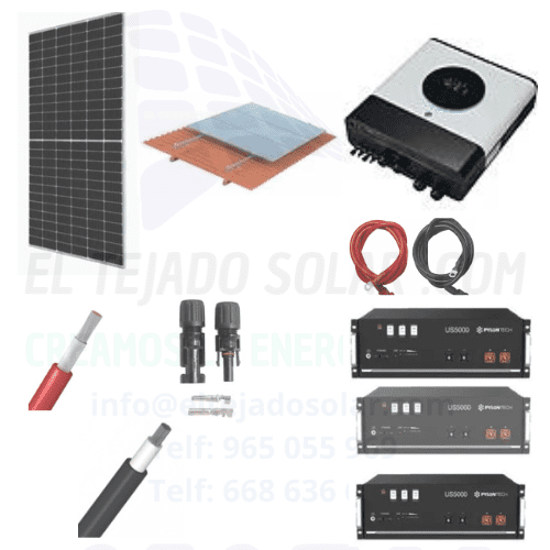 Kit solar 11000 W ⚡ 3 x batería litio 🔋 panel 595 ☀️ teja