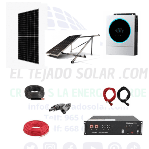 Kit solar aislada 6000 W ⚡ litio US5000 🔋 panel 605 W 20 kW al dia ☀️suelo