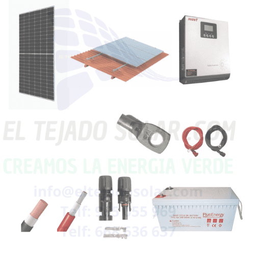 Kit solar camper 24 V 455 Wp con inversor Must 1 kW y batería AGM 250 Ah