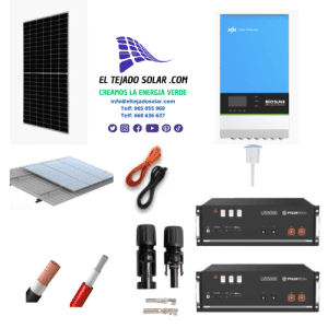 Kit solar TBB RIIO SUN II 5000W 48V ⚡ Bateria litio Pylontech US5000 🔋 Panel 600w 18000w al dia ☀️ ESTRUCTURA CHAPA