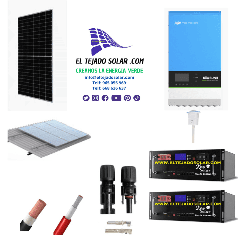 Kit solar tbb 3000 W⚡ 2 bat litio 🔋 panel 635 W ☀️ teja