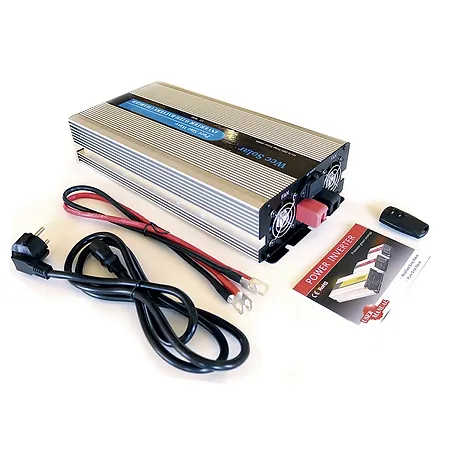Inversor solar Camper 1000 W 12 V Onda pura LCD + Mando + Cables + Cargador