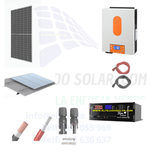 Kit solar aislada vm iii twin 4000 W 24 V ⚡ batería litio kiro solar plus 2800 W 🔋 paneles 500 W ☀️