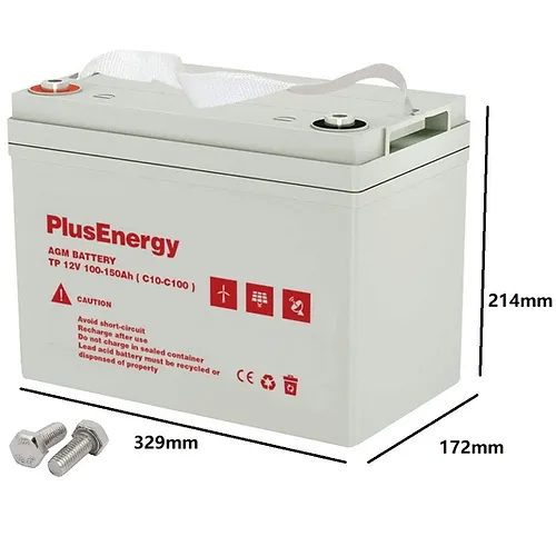 Batería solar AGM 150 Ah 12 V PlusEnergy TP12-150 Ah