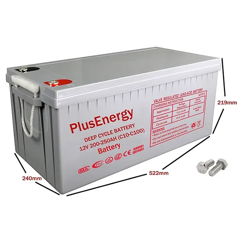 Batería solar AGM 250 Ah 12 V PlusEnergy TP12-250 Ah