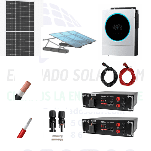 Kit solar Voltronic 8000 W⚡2 baterías litio🔋 panel 635 W ☀️ estructura suelo