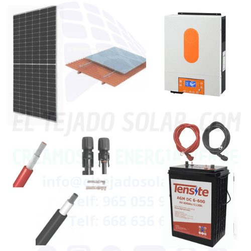 KIT SOLAR AISLADA INVERSOR AXPERT VMIII 4000 W 48 V ⚡ PANELES 575 W ☀️ BATERIAS AGM 600 Ah 🔋
