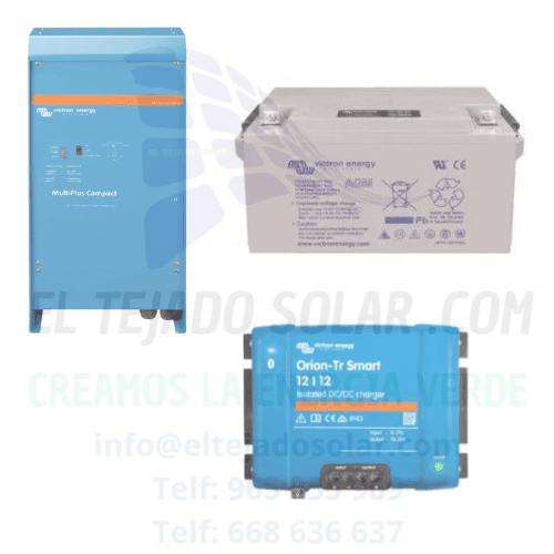 Kit solar camper 12 V 1,2 kW y batería de gel 220 Ah