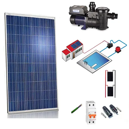 Kit Depuradora Solar de piscina 370 W con bomba 1/2CV HP Kit Depuradora Solar de piscina 370 W con bomba 1/2CV HP