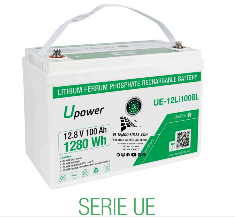 Batería Litio UPOWER 12 V 100 Ah UE-12Li100 bluetooth 1280 Wh