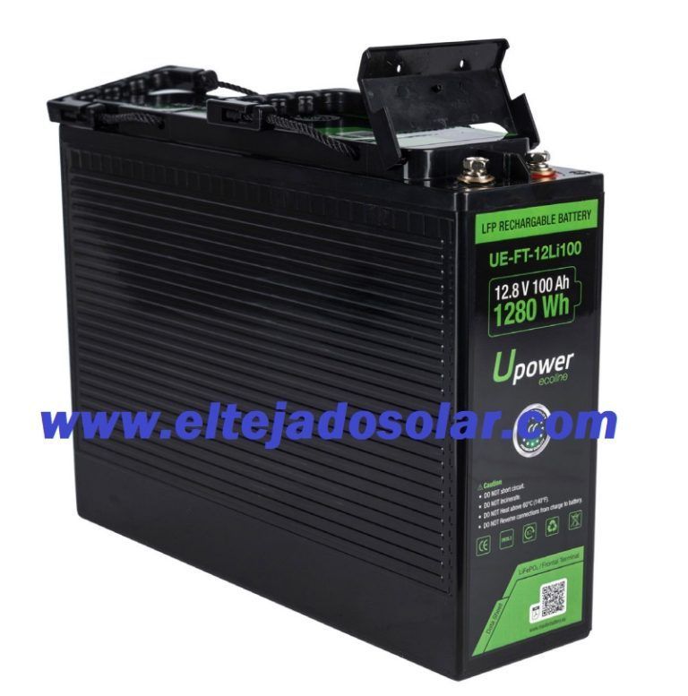 Batería Litio Upower frontal De 12.8 V 100 Ah UE-FT-12Li100 1280 Wh Batería Litio Upower frontal De 12.8 V 100 Ah UE-FT-12Li100 1280 Wh