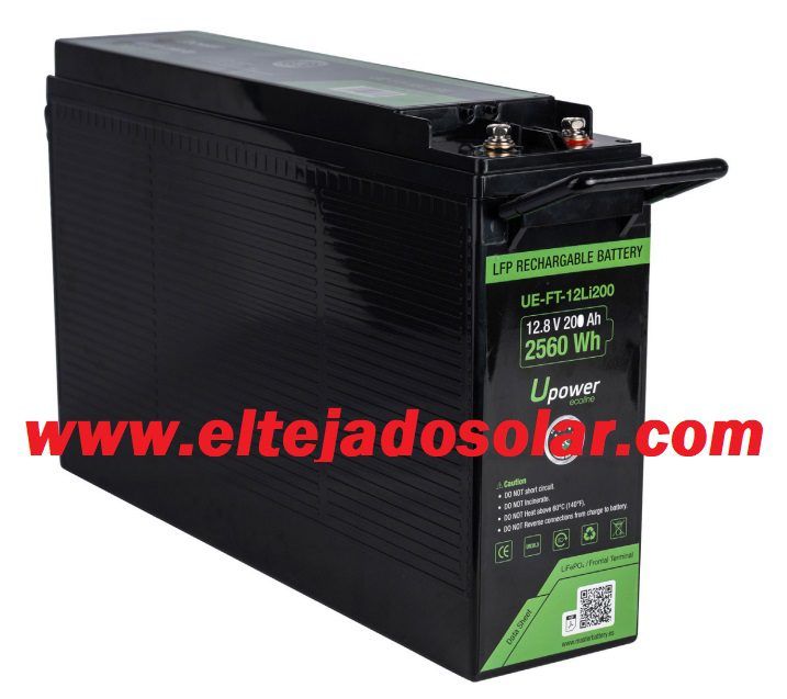 Batería solar Litio Upower frontal De 12.8 V 200 Ah UE-FT-12Li200 2560 Wh
