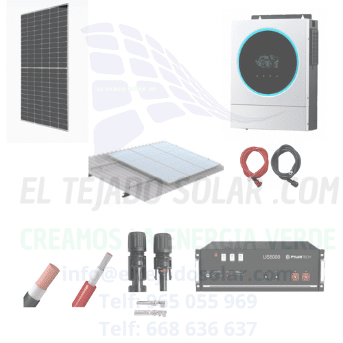 Kit solar aislada 5600 W⚡ LITIO🔋15000 W dia ☀️teja