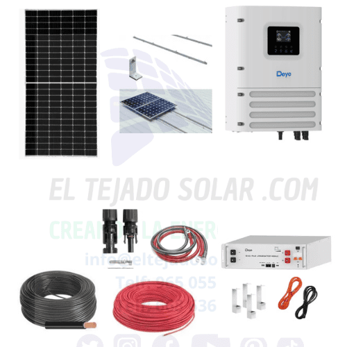 Kit solar aislada 6 kW Deye ⚡ litio 5120 W 🔋 33 kW dia 🌞