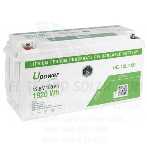 Batería solar Litio Upower Monobloque De 12.8 V 150 Ah UE-12Li150 1920 Wh