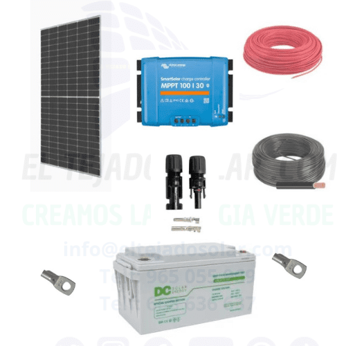 Kit solar camper 12 V 605 W con regulador MPPT Victron 30 A y batería AGM 100 Ah