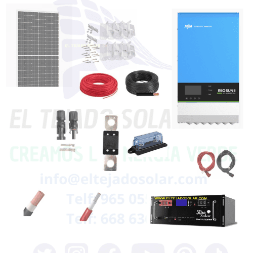 KIT SOLAR CAMPER 🚐 híbrido 3 kW ⚡ Paneles 480 W ☀️ LITIO bluetooth 5120 W 🔋