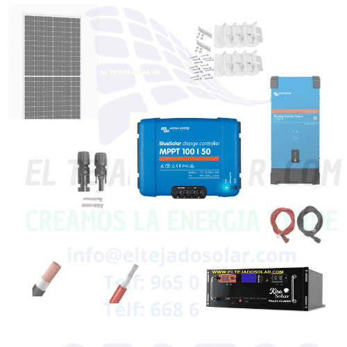 KIT SOLAR CAMPER 🚐 Paneles 480 W ☀️LITIO 5120 W 🔋 INVERSOR Victron 2 kW+ REG. Victron ⚡