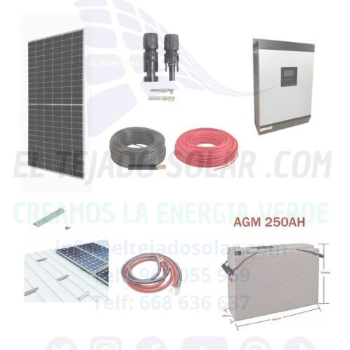 Kit solar camper 24 V 610 W con inversor 2,7 kW y 2 baterías AGM 250 Ah