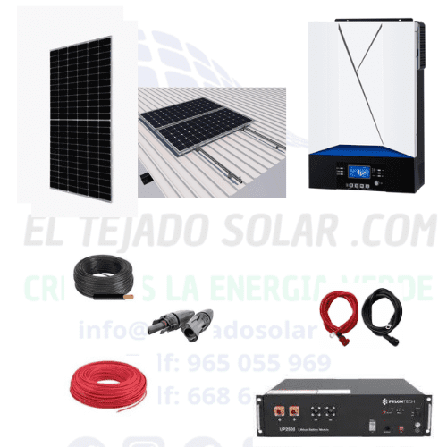 Kit VMIII 4000 W 24 V ⚡ litio 2800 W 🔋 Panel 595 W 18 kW día ☀️