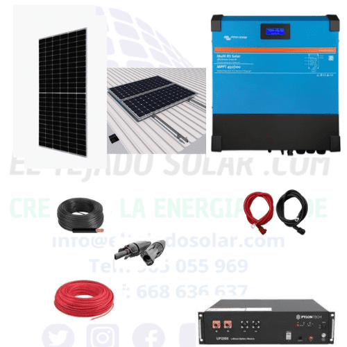 Kit Victron 6 kW⚡ panel 650 W 20 kW día ☀️ litio 4.8 kW 🔋
