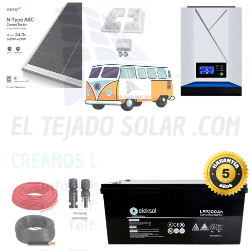 KIT SOLAR CAMPER 1000 W ⚡ PANEL 605 W ☀️ BATERIA LITIO 200 Ah 🔋 ESTRUCTURA ABS