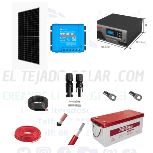 Kit solar camper 12 V 410 W con inversor Must 600 W y batería AGM 250 Ah