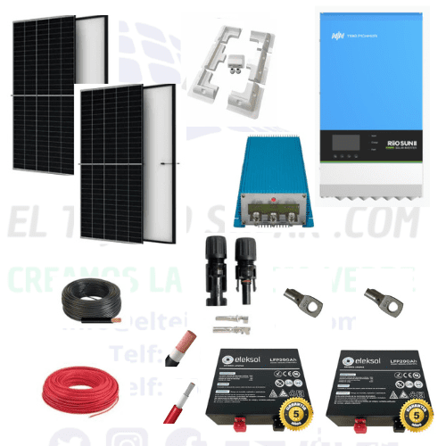 kit solar vanlife TBB 🚐 inversor cargador MPPT 3 kW⚡ PANEL 900 W ☀️ litio 400A