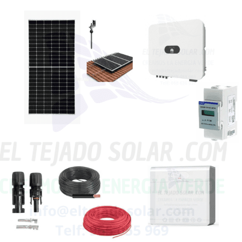 Kit solar de conexión a red 6,65 kWp y batería de litio 5 kWh, 10 paneles de 665 W