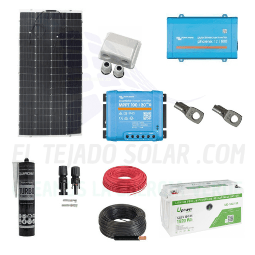 KIT SOLAR CAMPER 800VA ⚡PANEL 300 W FLEX ☀️ LITIO 150 Ah 🔋