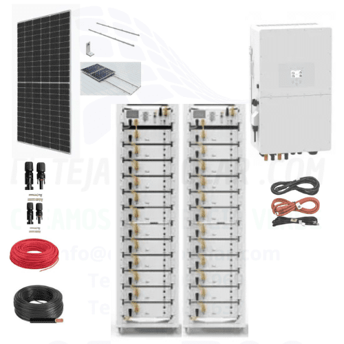 Kit solar de conexión a red 35,64 kWp con inversor Deye 30 kW y 2 baterías de litio 40 kWh Kit solar de conexión a red 35,64 kWp con inversor Deye 30 kW y 2 baterías de litio 40 kWh
