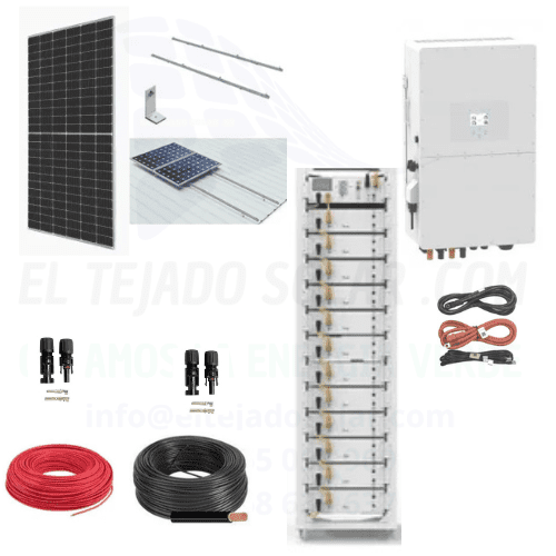 Kit solar de conexión a red 66,5 kWp con inversor Deye 50 kW y batería de litio 60 kWh