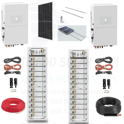 Kit solar de conexión a red 53,2 kWp con inversor Deye 40 kW y 2 baterías de litio 40 kWh
