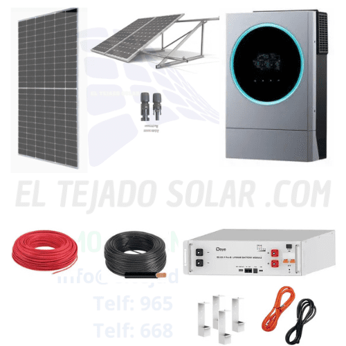 Kit solar aislada 6000 W ⚡ litio 5120 W🔋 panel 600 W 20 kW al dia ☀️suelo