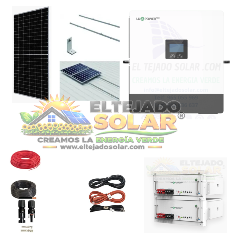 Kit solar 5,31 kWp con inversor Luxpower 5 kW y 3 baterías de litio 100 Ah