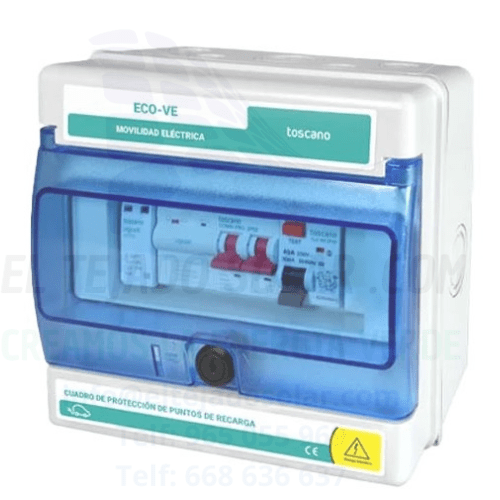 CUADRO DE PROTECCION TOSCANO COCHE ELECTRICO 230 V 40A PARA 7,7 kW AUTO REARMABLE