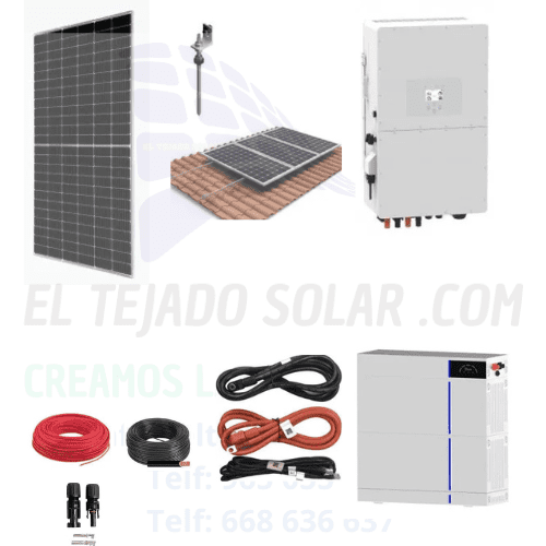 Kit Deye híbrido backup 8 kW 230 V ⚡ panel 600 W ☀️ 5120 W 🔋