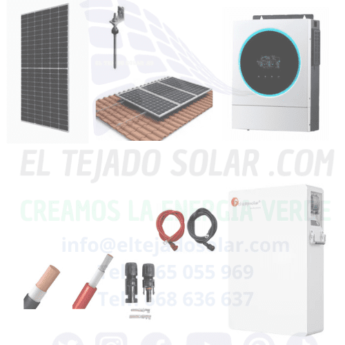 Kit solar 6000 W ⚡ panel 21 kW dia ☀️ litio 5120 W 🔋 teja