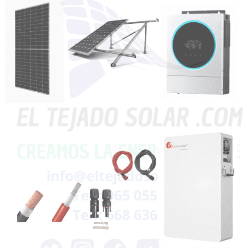 Kit solar 3,57 kWp con inversor Voltronic 6 kW y batería de litio 100 Ah