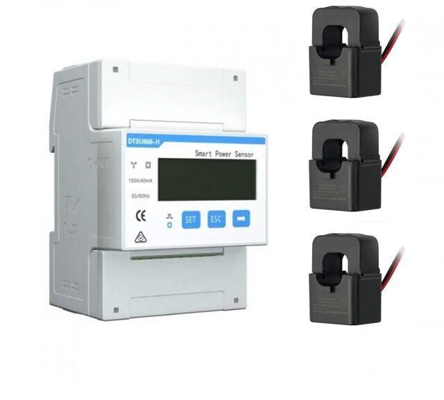 Meter Vatímetro Trifásico Hoymiles DTSU 666 con pinzas CT 3 × 250A