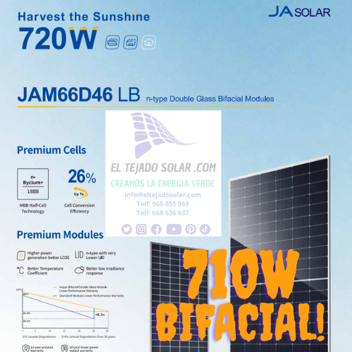 Panel solar 710 W bifacial 132 celulas n type 4 0 JA Solar Panel solar 710 W bifacial 132 celulas n type 4 0 JA Solar