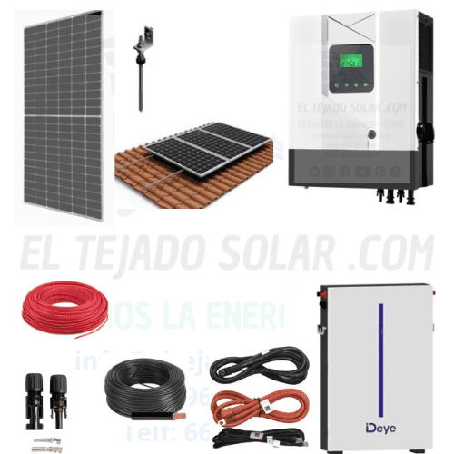 Kit solar 3,63 kWp con inversor Voltronic 6 kW y batería de litio 100 Ah Kit solar 3,63 kWp con inversor Voltronic 6 kW y batería de litio 100 Ah