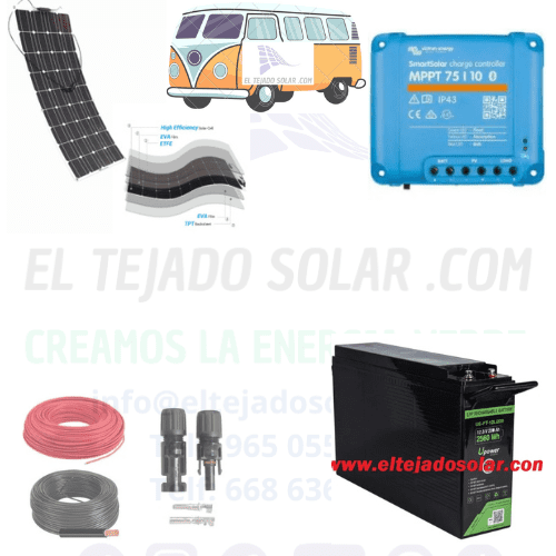 Kit solar camper 12 V⚡ panel 150 W flex ☀️ litio 100 Ah 🔋
