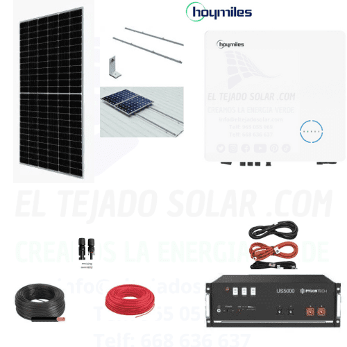 KIT SOLAR Hoymiles hibrido backup 6000 W ⚡US5000 🔋 PANEL 635 W ☀️